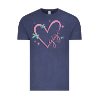 Vintage Denim gigi with heart and ribbons Vintage Tee - MaliasSmallBusiness