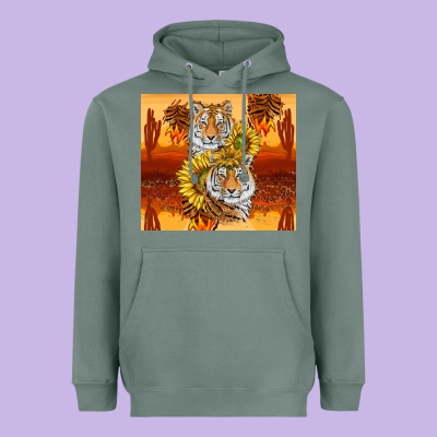 Tigers With Scratches Heavyweight Hoodie Designed By Tumblerdesignbyshophia