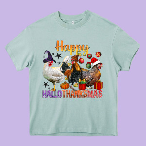 Happy Hallothanksmas Chick Heavy Core Tee Designed By Bundleandbundleshop