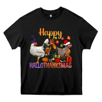 Black Happy Hallothanksmas Chick Heavy Core Tee - BundleAndBundleShop