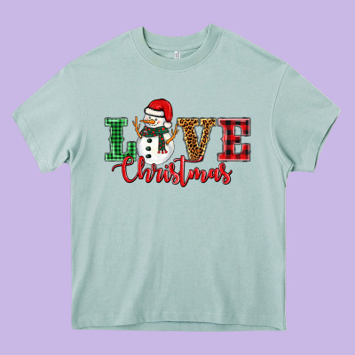 Love Christmas Snowman Heavy Core Tee Designed By Barkaloodesign