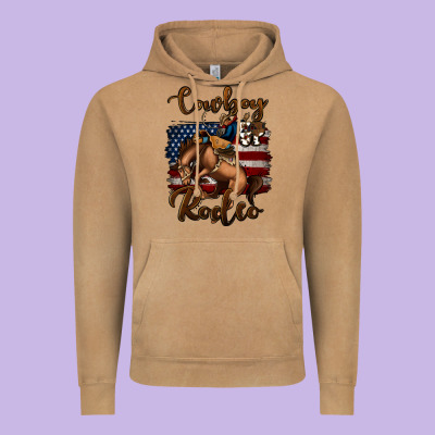 Cowboy Up Rodeo Bucking Bronco Vintage Hoodie Designed By Jasminsmagicworld