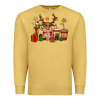 Antique Gold reindeer coffe cups christmas Premium Sweatshirt - CowGirlArtShop