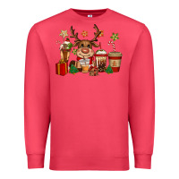 Cardinal reindeer coffe cups christmas Premium Sweatshirt - CowGirlArtShop