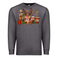 Charcoal Heather reindeer coffe cups christmas Premium Sweatshirt - CowGirlArtShop