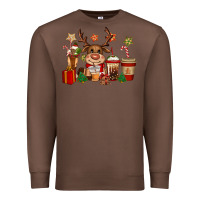 Chestnut reindeer coffe cups christmas Premium Sweatshirt - CowGirlArtShop