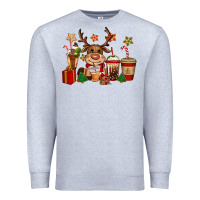 Heather Grey reindeer coffe cups christmas Premium Sweatshirt - CowGirlArtShop