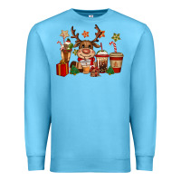 Ocean Blue reindeer coffe cups christmas Premium Sweatshirt - CowGirlArtShop