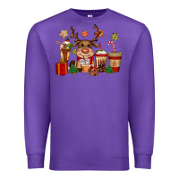 Purple reindeer coffe cups christmas Premium Sweatshirt - CowGirlArtShop