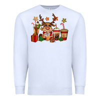 White reindeer coffe cups christmas Premium Sweatshirt - CowGirlArtShop