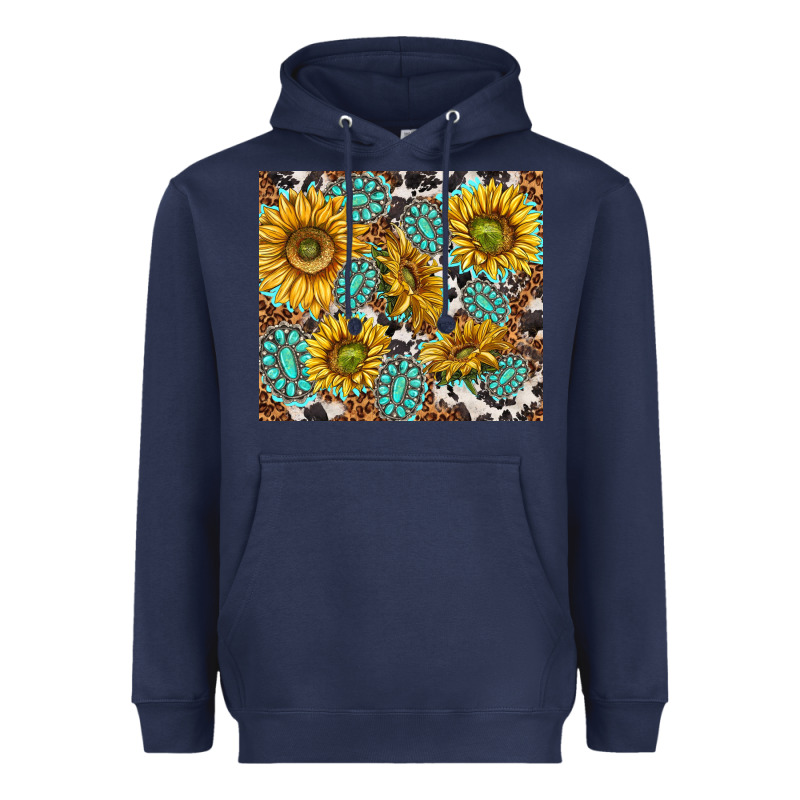Turquoise Sunflowers With Gemstones Heavyweight Hoodie by TumblerDesignByShophia | Teevron