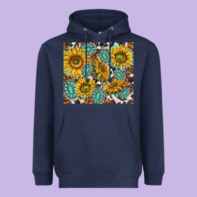 Turquoise Sunflowers With Gemstones Heavyweight Hoodie Designed By Tumblerdesignbyshophia