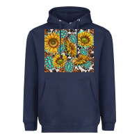 Navy turquoise sunflowers with gemstones Heavyweight Hoodie - TumblerDesignByShophia