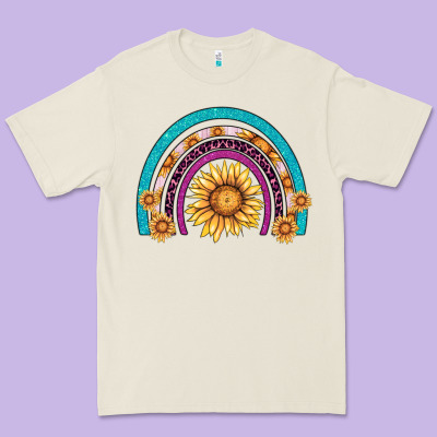 Rainbow Sunflower Premium Tee Designed By Adodesignshop