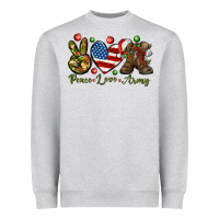 Heather Grey peace love army christmas Heavyweight Sweatshirt - NancyCooperArtShop
