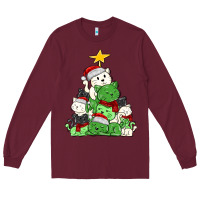 Burgundy Christmas cat tree Long Sleeve Tee - MaliasSmallBusiness