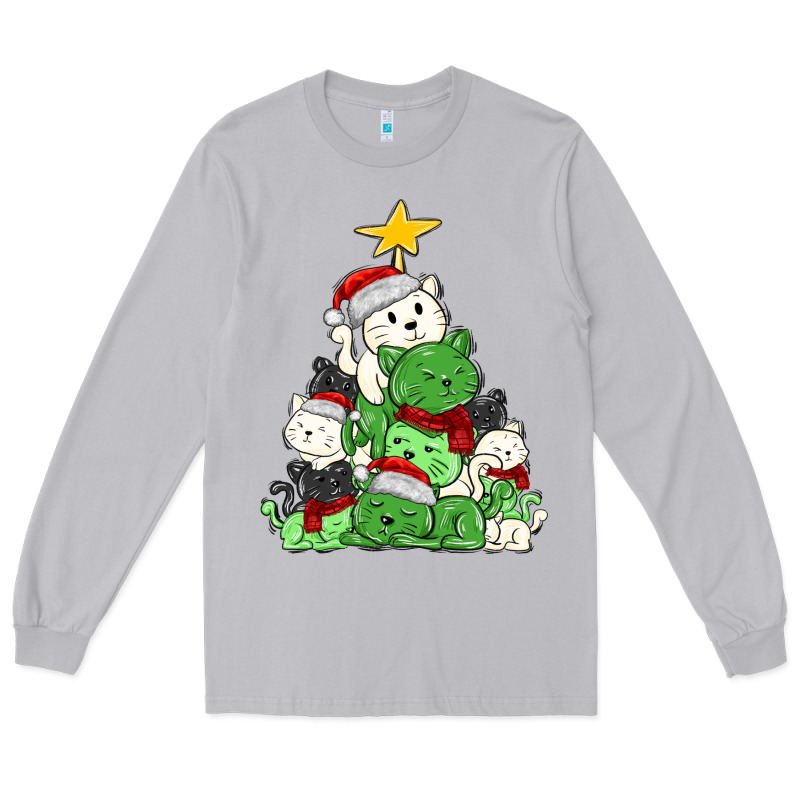 Christmas Cat Tree Long Sleeve Tee by MaliasSmallBusiness | Teevron