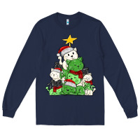 Navy Christmas cat tree Long Sleeve Tee - MaliasSmallBusiness