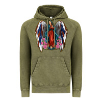 Vintage Olive Angel Wing Lady of Guadalupe 4th of July Vintage Hoodie - Jasminsmagicworld