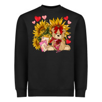 Black valentines day sunflowers with bear hjf Heavyweight Sweatshirt - NancyCooperArtShop