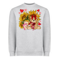 Heather Grey valentines day sunflowers with bear hjf Heavyweight Sweatshirt - NancyCooperArtShop
