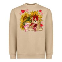 Mushroom valentines day sunflowers with bear hjf Heavyweight Sweatshirt - NancyCooperArtShop