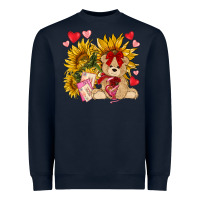 Navy valentines day sunflowers with bear hjf Heavyweight Sweatshirt - NancyCooperArtShop