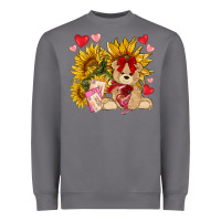Storm valentines day sunflowers with bear hjf Heavyweight Sweatshirt - NancyCooperArtShop