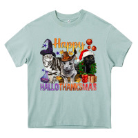 Happy Hallothanksmas Cats Heavy Core Tee | Teevron