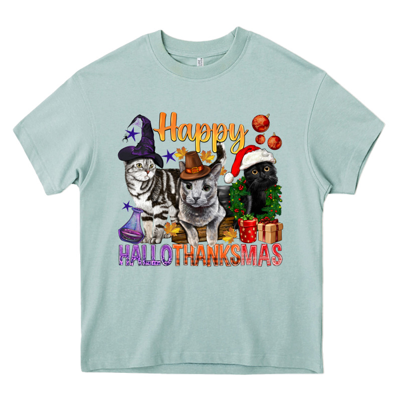 Happy Hallothanksmas Cats Heavy Core Tee by BundleAndBundleShop | Teevron