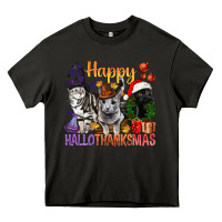 Asphalt Happy Hallothanksmas Cats Heavy Core Tee - BundleAndBundleShop
