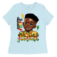 Baby Blue juneteenth black boy Ladies Tee - HRA Design Shop