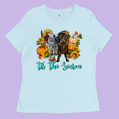 Tis The Season Cows Ladies Tee Designed By Ranaportraitstore