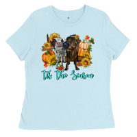 Baby Blue Tis The Season Cows Ladies Tee - RanaPortraitStore