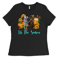 Black Tis The Season Cows Ladies Tee - RanaPortraitStore