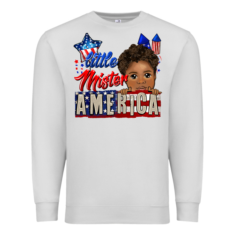 Little Mister America Black Boy Premium Sweatshirt by CowGirlArtShop | Teevron