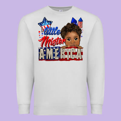 Little Mister America Black Boy Premium Sweatshirt Designed By Cowgirlartshop
