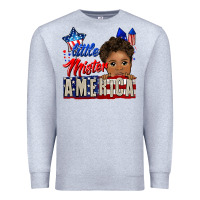 Heather Grey little mister america black boy Premium Sweatshirt - CowGirlArtShop