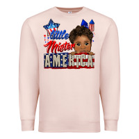 Pale Pink little mister america black boy Premium Sweatshirt - CowGirlArtShop