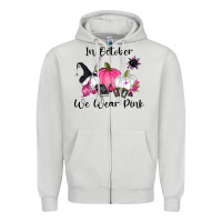 Dove Grey in october we wear pink Zipper Hoodie - RanaPortraitStore