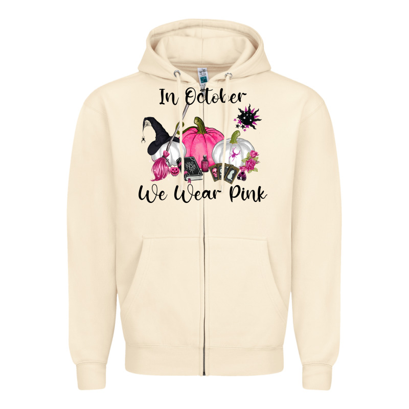 In October We Wear Pink Zipper Hoodie by RanaPortraitStore | Teevron
