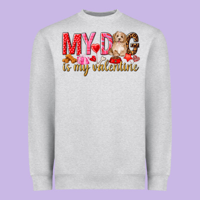 My Dog Is My Valentine Heavyweight Sweatshirt Designed By Nancycooperartshop