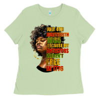 Matcha juneteenth 1885 because my ancestors weren't free in 1776 black woman Ladies Tee - HRA Design Shop