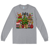 Heather Grey feliz navidad Long Sleeve Tee - MaliasSmallBusiness