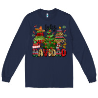 Navy feliz navidad Long Sleeve Tee - MaliasSmallBusiness