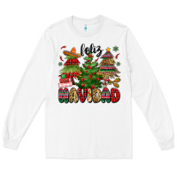 White feliz navidad Long Sleeve Tee - MaliasSmallBusiness