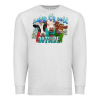 Oatmeal Heather heifers its cold outside Premium Sweatshirt - CowGirlArtShop