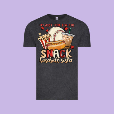 I'm Just Here For The Snack Baseball Sister Vintage Tee Designed By Maliassmallbusiness