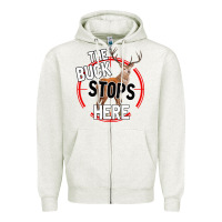 Oatmeal Heather The Bucks Stops Here Zipper Hoodie - Bettercallsaul