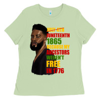 Matcha juneteenth 1885 because my ancestors weren't free in 1776 black man Ladies Tee - HRA Design Shop